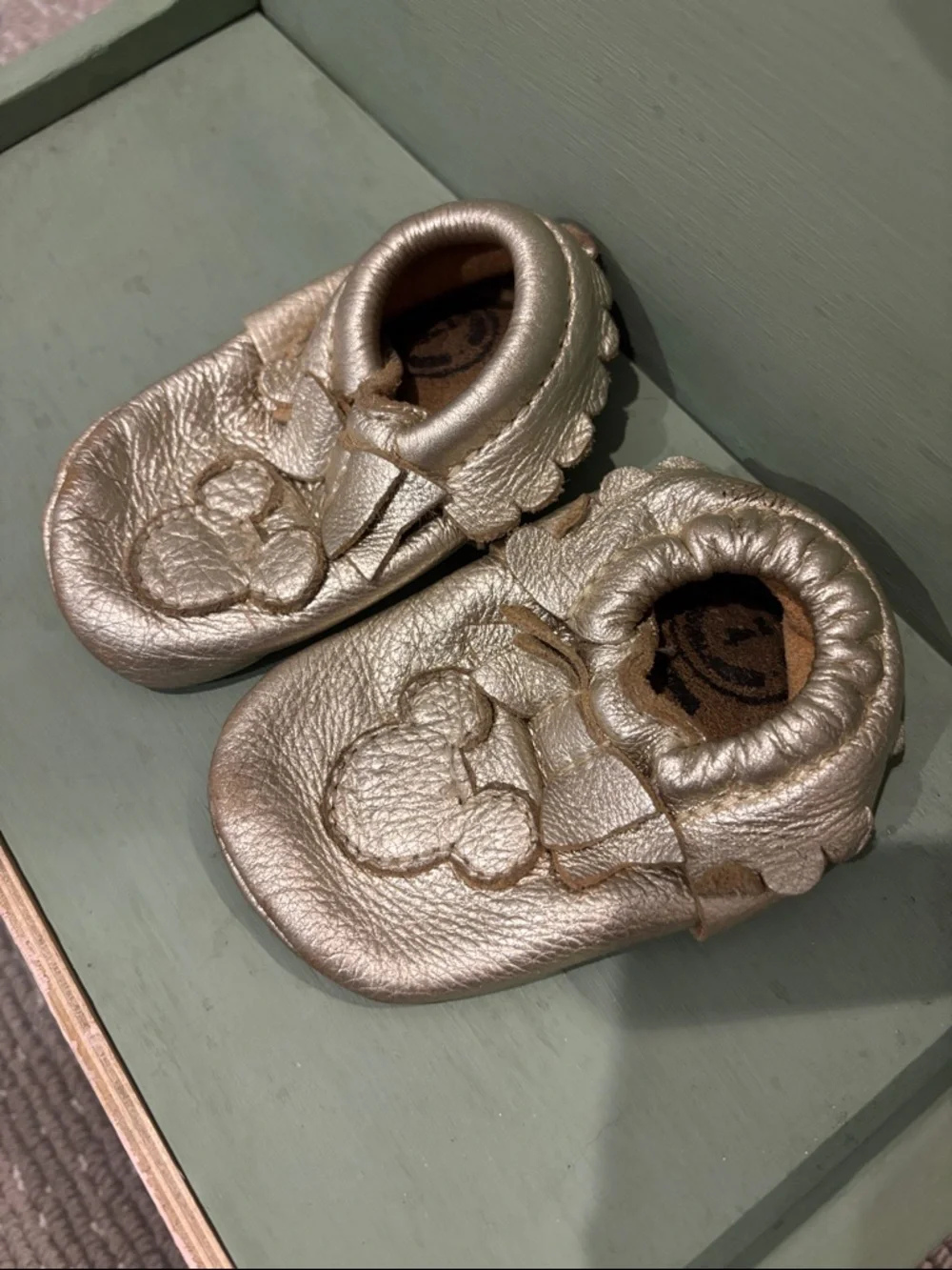 Freshly Picked Metallic Gold Moccasins for Kids